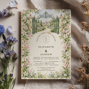 Invitation Mariage dans un jardin de manoir anglais