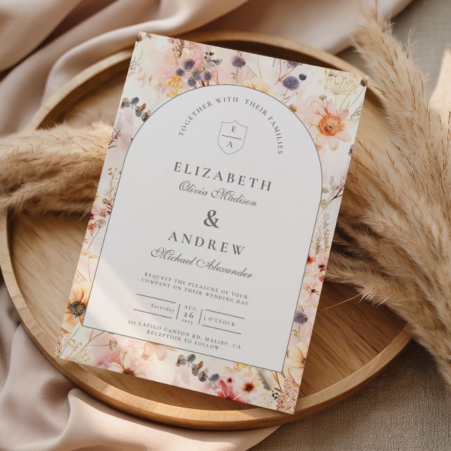 Invitation Mariage dans un jardin floral neutre (Créateur téléchargé)