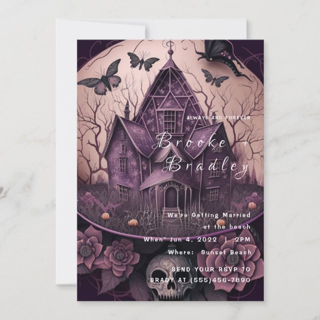 Invitation Mariage dans un Manoir Hanté Gothique (Devant)