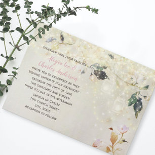 Invitation Mariage dans un pot Mason en bois rose millénaire 