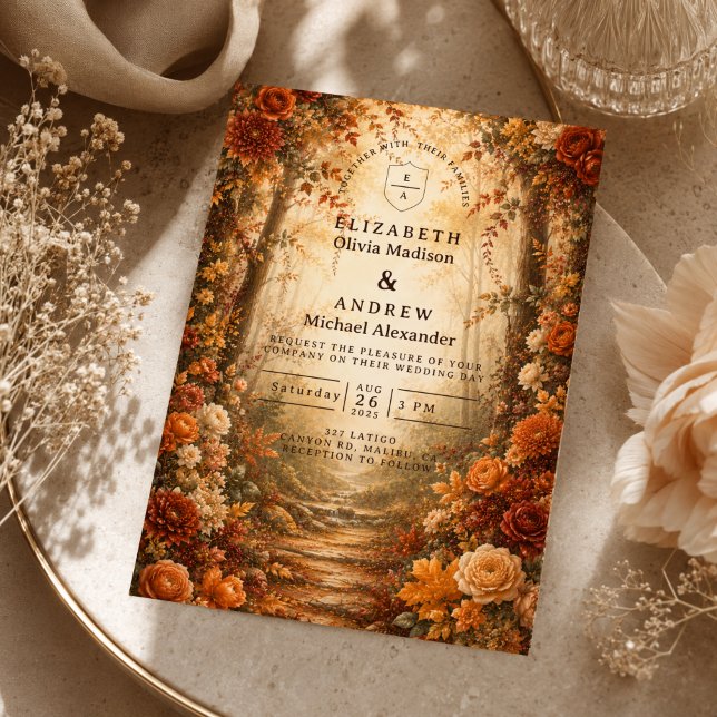 Invitation Mariage dans une forêt automnale enchantée (Créateur téléchargé)