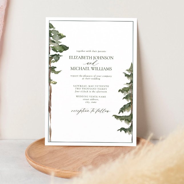 Invitation Mariage dans une forêt de pins rustique (Créateur téléchargé)