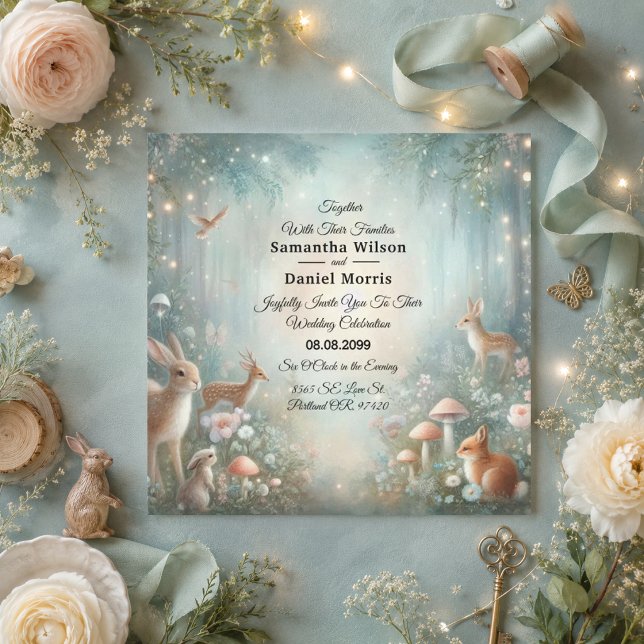 Invitation Mariage dans une forêt enchantée de sarcelle et de (Créateur téléchargé)