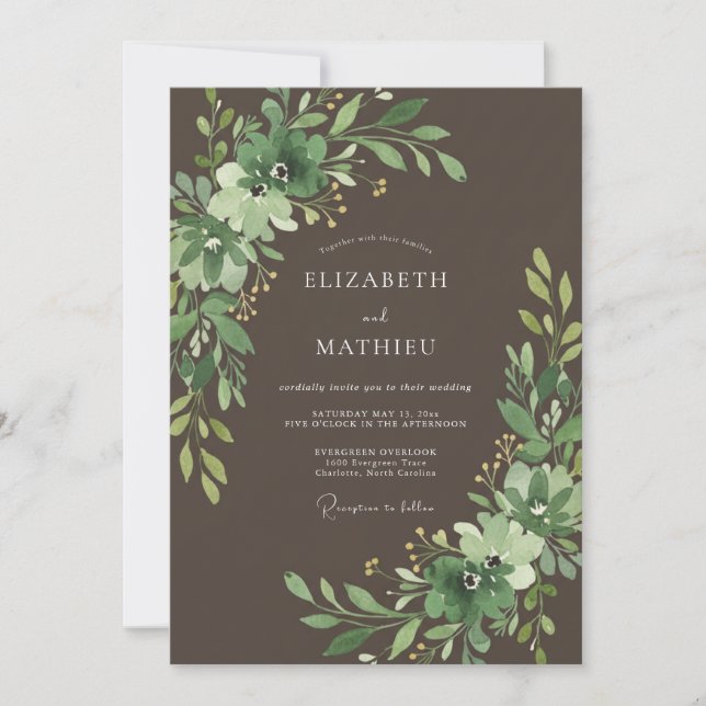 Invitation Mariage dans une forêt sombre et brune (Devant)