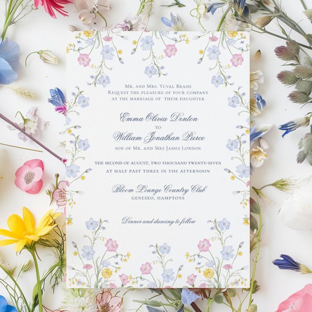 Invitation Mariage dans une prairie luxuriante de fleurs sauv (Créateur téléchargé)