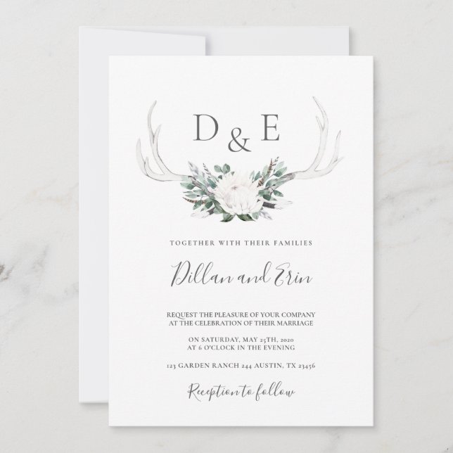 Invitation mariage d'Antler Boho (Devant)