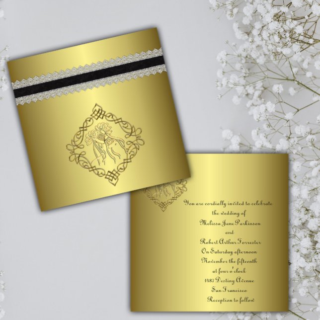 Invitation Mariage d'apparence gravé d'or (Créateur téléchargé)