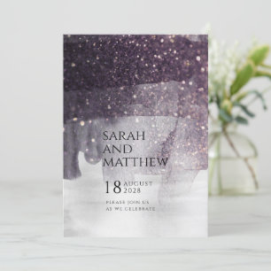 Invitation Mariage d'appel à la prune mousseuse et au rideau