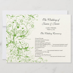 Invitation Mariage  d'Apple Green Birds Ordre de service