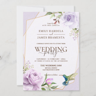 Invitation Mariage d'aquarelle à Rose pourpre