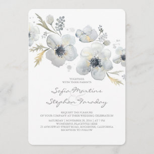 Invitation Mariage d'aquarelle Anemones Vintage Bouquet
