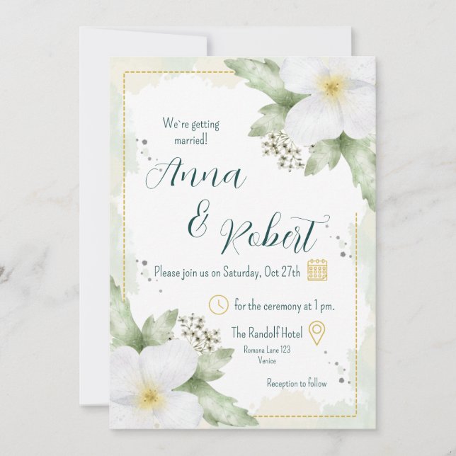 Invitation Mariage d'aquarelle Apple Blossom (Devant)