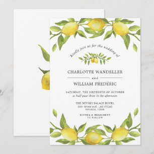 Invitation Mariage d'aquarelle aux citrons fleuris