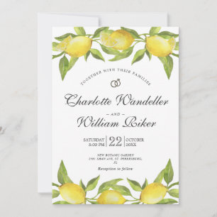 Invitation Mariage d'aquarelle aux citrons fleuris