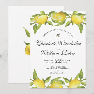 Invitation Mariage d'aquarelle aux citrons fleuris
