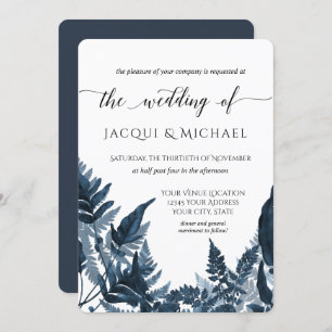 Invitation Mariage d'aquarelle Azure Blue Forest Foliage