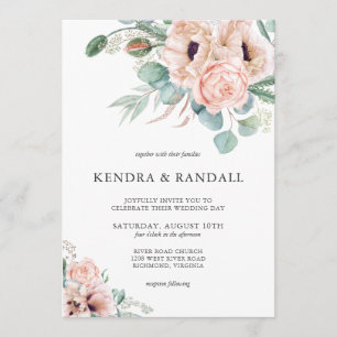 Invitation Mariage d'aquarelle beige et de verdure