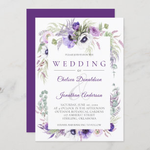Invitation Mariage d'aquarelle blanc de lavande violet