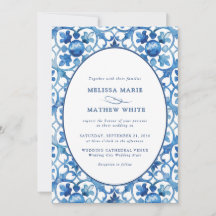 Mariage d'aquarelle bleu blanc moderne