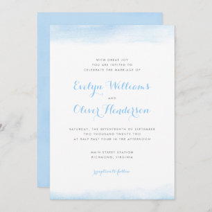 Invitation Mariage d'aquarelle bleu ciel