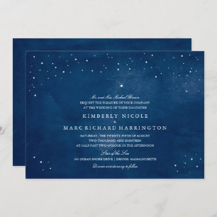 Invitation Mariage d'aquarelle bleu de la marine