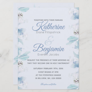 Invitation Mariage d'aquarelle bleu-duché
