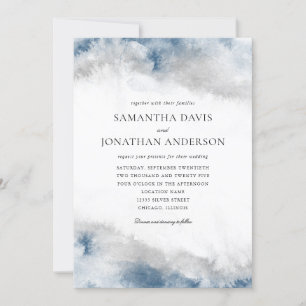 Invitation Mariage d'aquarelle bleu et gris Abstrait