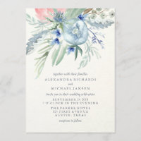 Mariage d'aquarelle bleu et rose Peony