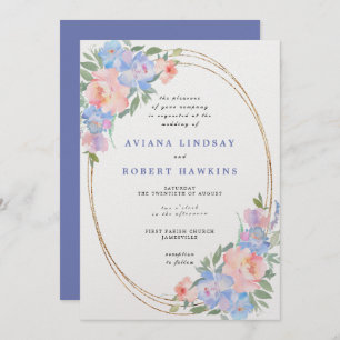Invitation Mariage d'aquarelle bleu rose pâle