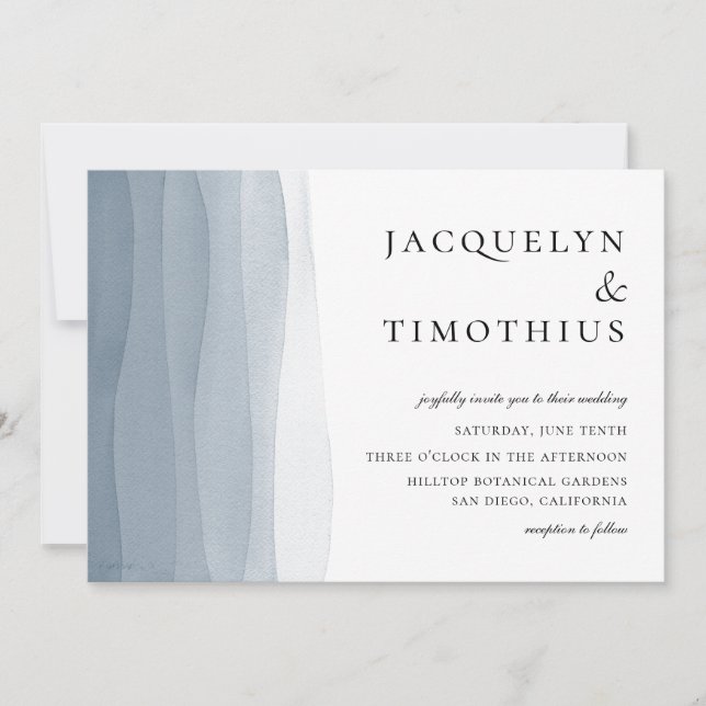 Invitation Mariage d'aquarelle Blue Ombre (Devant)