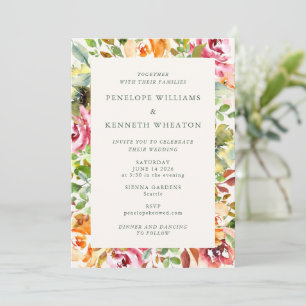 Invitation Mariage d'aquarelle botanique rustique de Bourgogn