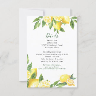 Invitation Mariage d'aquarelle citron Insérer Réception