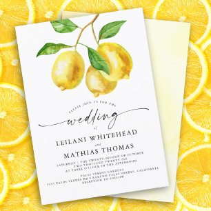 Invitation Mariage d'aquarelle Citrus citron