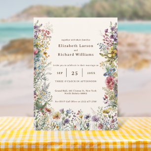Invitation Mariage d'aquarelle coloré Fleur sauvage Floral