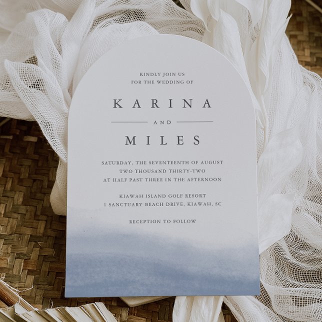 Invitation Mariage d'aquarelle côtière Ebb Tide (Créateur téléchargé)