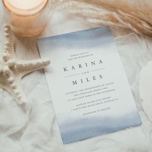 Invitation Mariage d'aquarelle côtière Ebb Tide (Créateur téléchargé)
