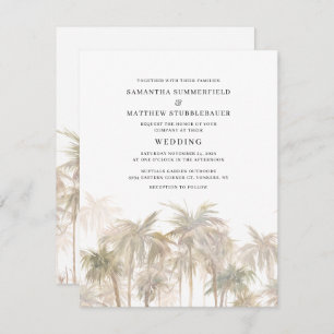 Invitation Mariage d'aquarelle côtière moderne Palm Trees