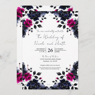 Invitation Mariage d'aquarelle couleur rose et bleu épais