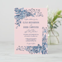 Mariage d'aquarelle couleur rose pâle, bleu foncé