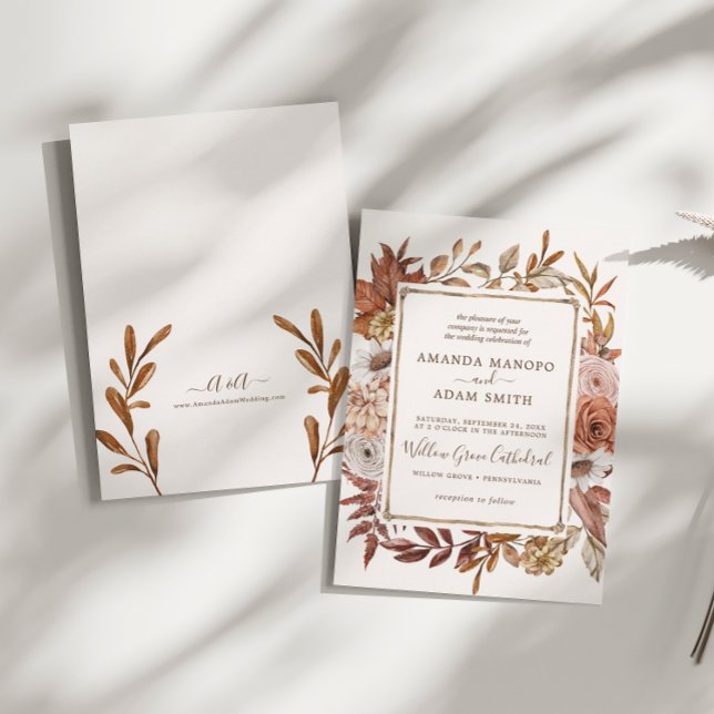 Invitation Mariage d'aquarelle d'automne vintage (Créateur téléchargé)