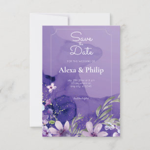 Invitation Mariage d'aquarelle de fleurs violettes