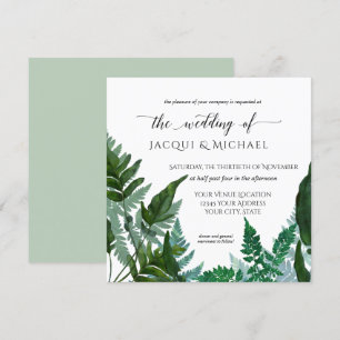 Invitation Mariage d'aquarelle de la Ferme forestière   CARRÉ