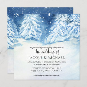Invitation Mariage d'aquarelle de la forêt de neige sauvage