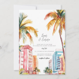 Invitation Mariage d'aquarelle de Miami Beach