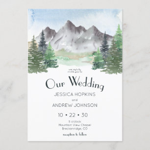 Invitation Mariage d'aquarelle de montagne