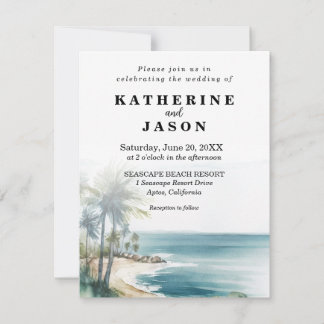 Invitation Mariage d'aquarelle de plage père Noël Cruz Aptos