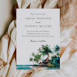 Invitation Mariage d'aquarelle de plage Tropical