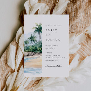 Invitation Mariage d'aquarelle de plage Tropical