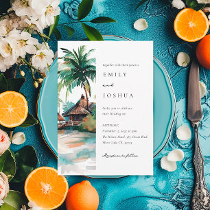 Invitation Mariage d'aquarelle de plage Tropical