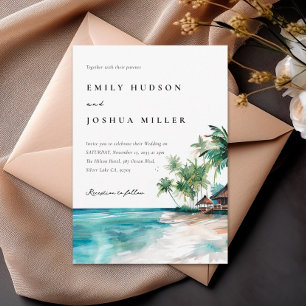 Invitation Mariage d'aquarelle de plage Tropical
